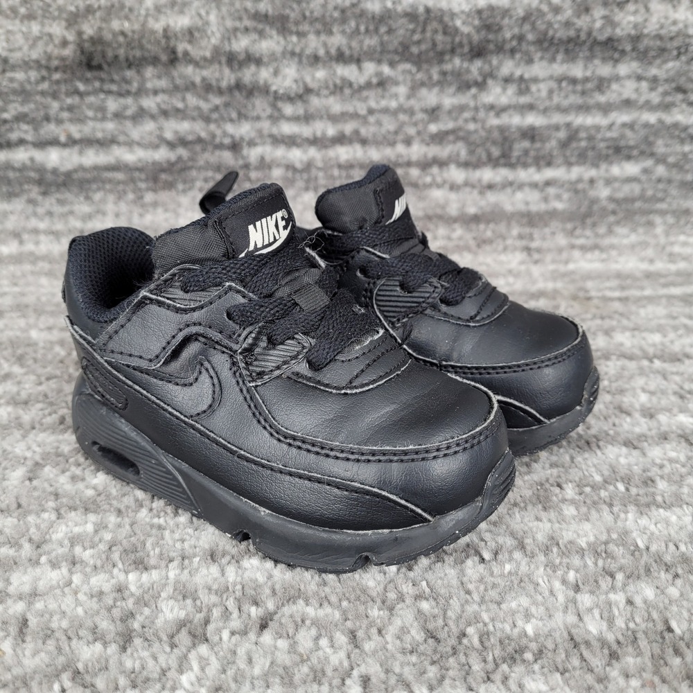 Kids Nike Air Max 90 Black Leather Sneakers Toddler Size 7C